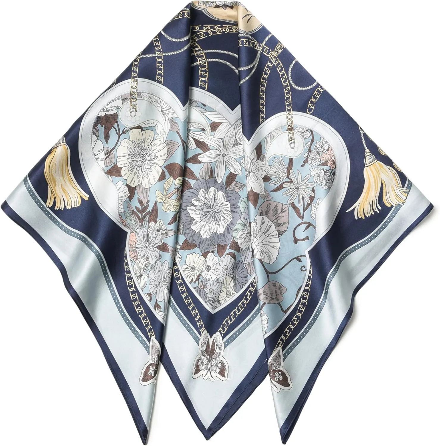 100% Pure Mulberry Silk Scarf 35" Large Square Lightweight Headscarf Womens Hair Wraps The shawl-With Gift Packed