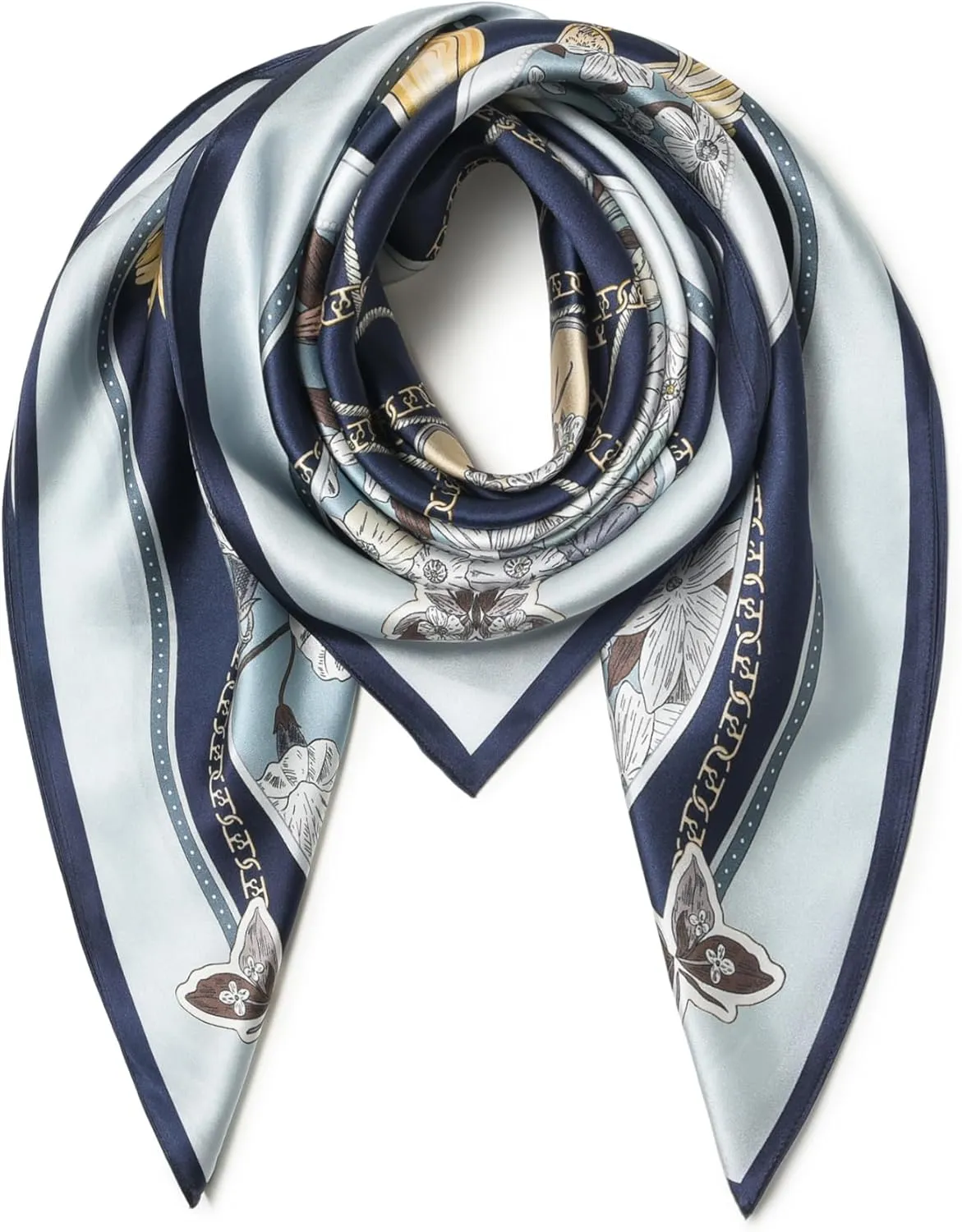 100% Pure Mulberry Silk Scarf 35" Large Square Lightweight Headscarf Womens Hair Wraps The shawl-With Gift Packed