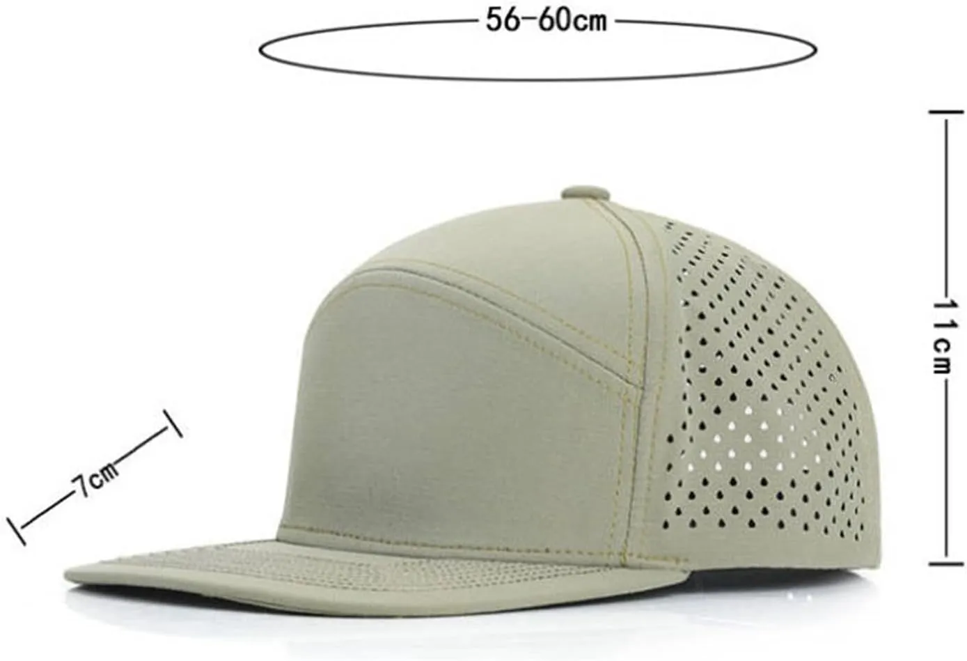 2024 Men Flat Brim Baseball Cap Adjustable Performance Snapback Hat Laser Perforated Cap