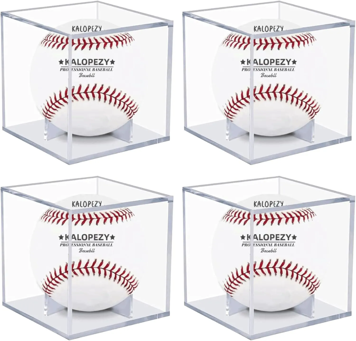 4 Pack Baseball Display Case, UV Protected Acrylic Boxes for Display,Clear Display Case Baseball Cube Memorabilia Showcase Autograph Ball Protector - for Official Size Ball