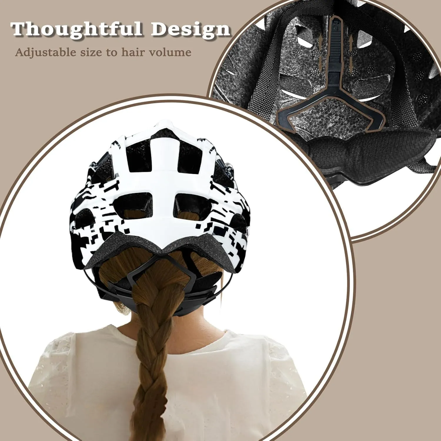 Bike Helmets for Adults, Mountain Bike Helmets for Men with Visor, Adjustable Fit Bicycle Helmet for Women, Road Recreational Cycling Helmet with Chin Strap