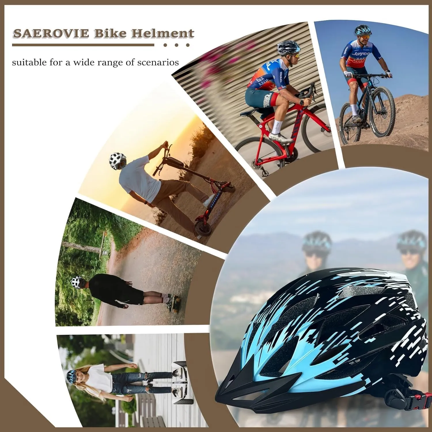 Bike Helmets for Adults, Mountain Bike Helmets for Men with Visor, Adjustable Fit Bicycle Helmet for Women, Road Recreational Cycling Helmet with Chin Strap