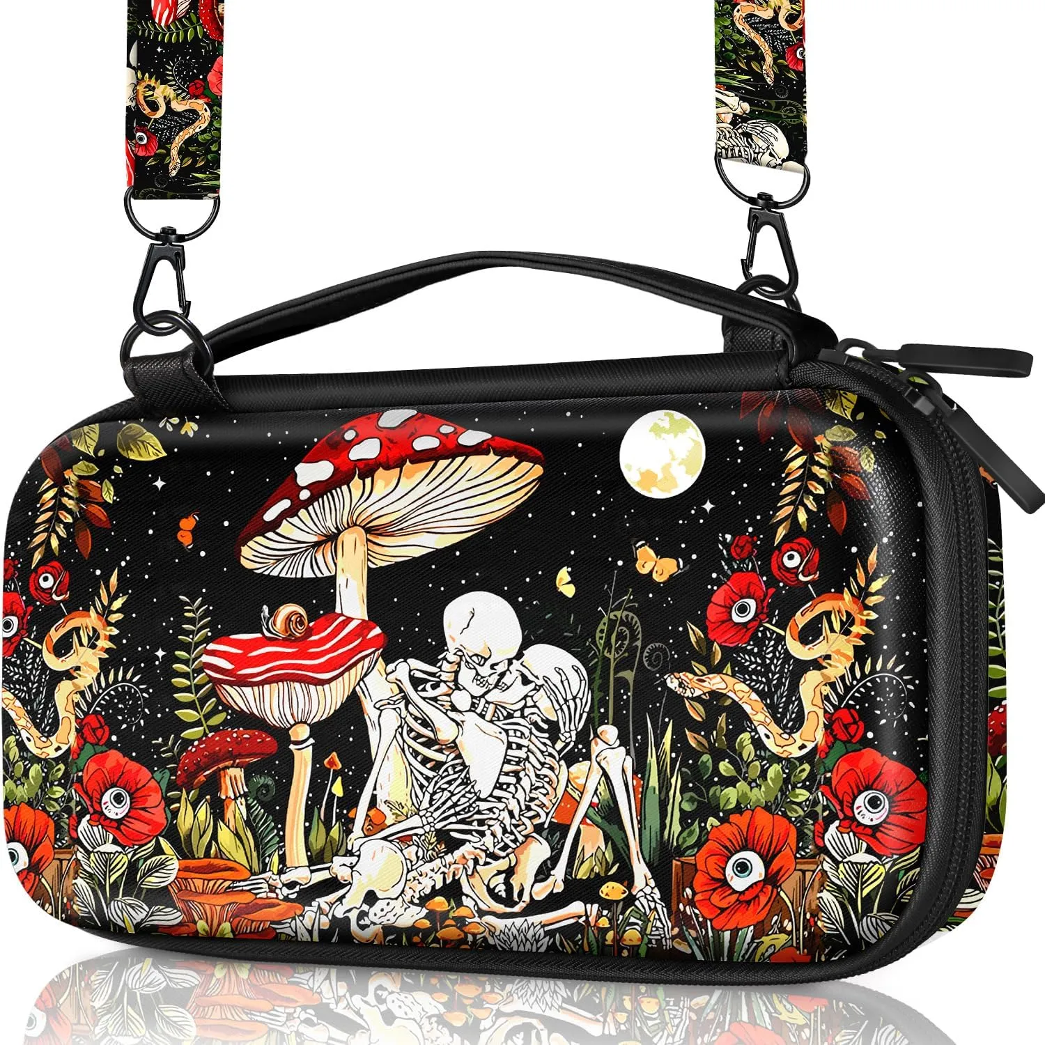 Carrying Case for Nintendo Switch/Switch OLED Travel Carry Cases Hard Shell Protective Cover Mushroom Skull Cute Girls Boys Accessories Storage Pouch Bag for Nintendo Switch 2017/Oled 2021