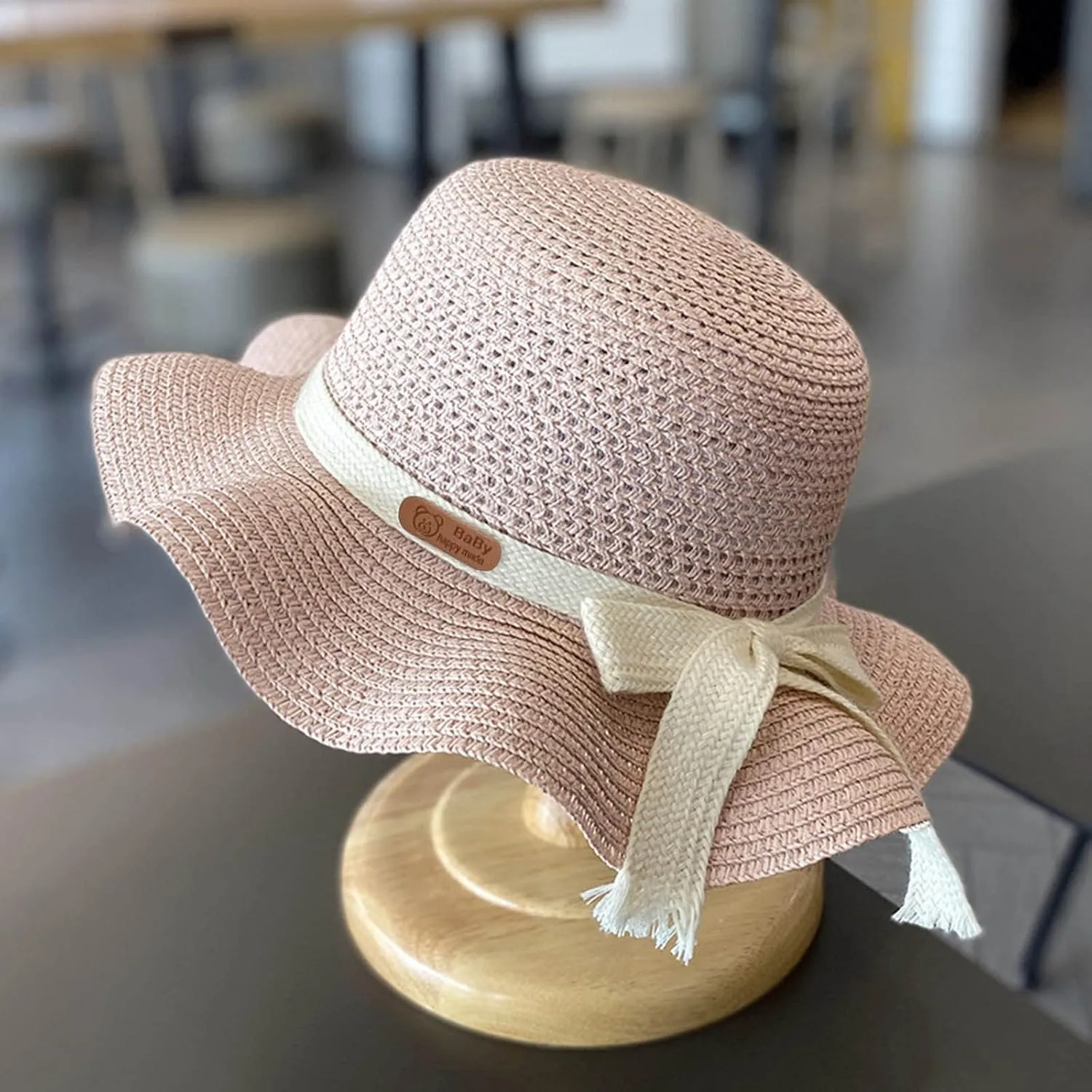 Children's Girls Panama Wide-Brim Floppy traw Sun-Hat Roll up Foldable Fedora Hat Summer Beach Visor Hat