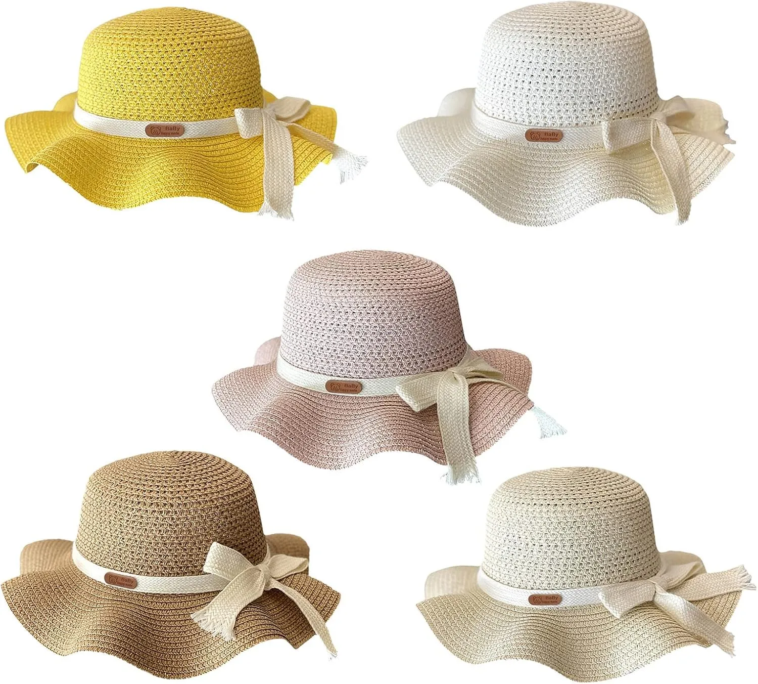 Children's Girls Panama Wide-Brim Floppy traw Sun-Hat Roll up Foldable Fedora Hat Summer Beach Visor Hat