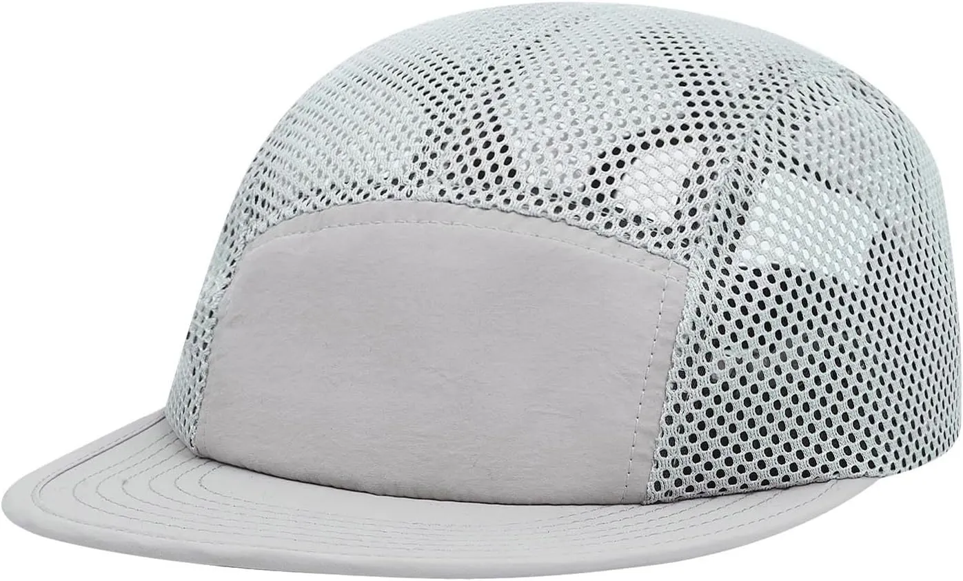 CLAPE Mesh Flat Brim Ball Cap Trucker 5-Panel Hat Quick Dry Baseball Cap Sports Running Hat Snapback Workout Dad Hats