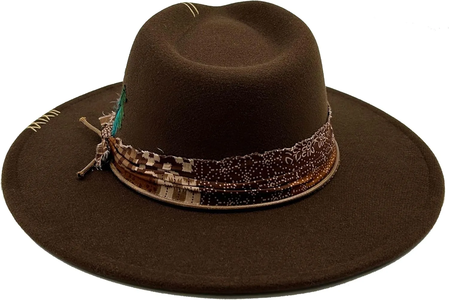 Classic Wide Brim Fedora Hat for Women Man Floppy Panama Hat Western Felt Outdoor Hat with Band Sun Protection