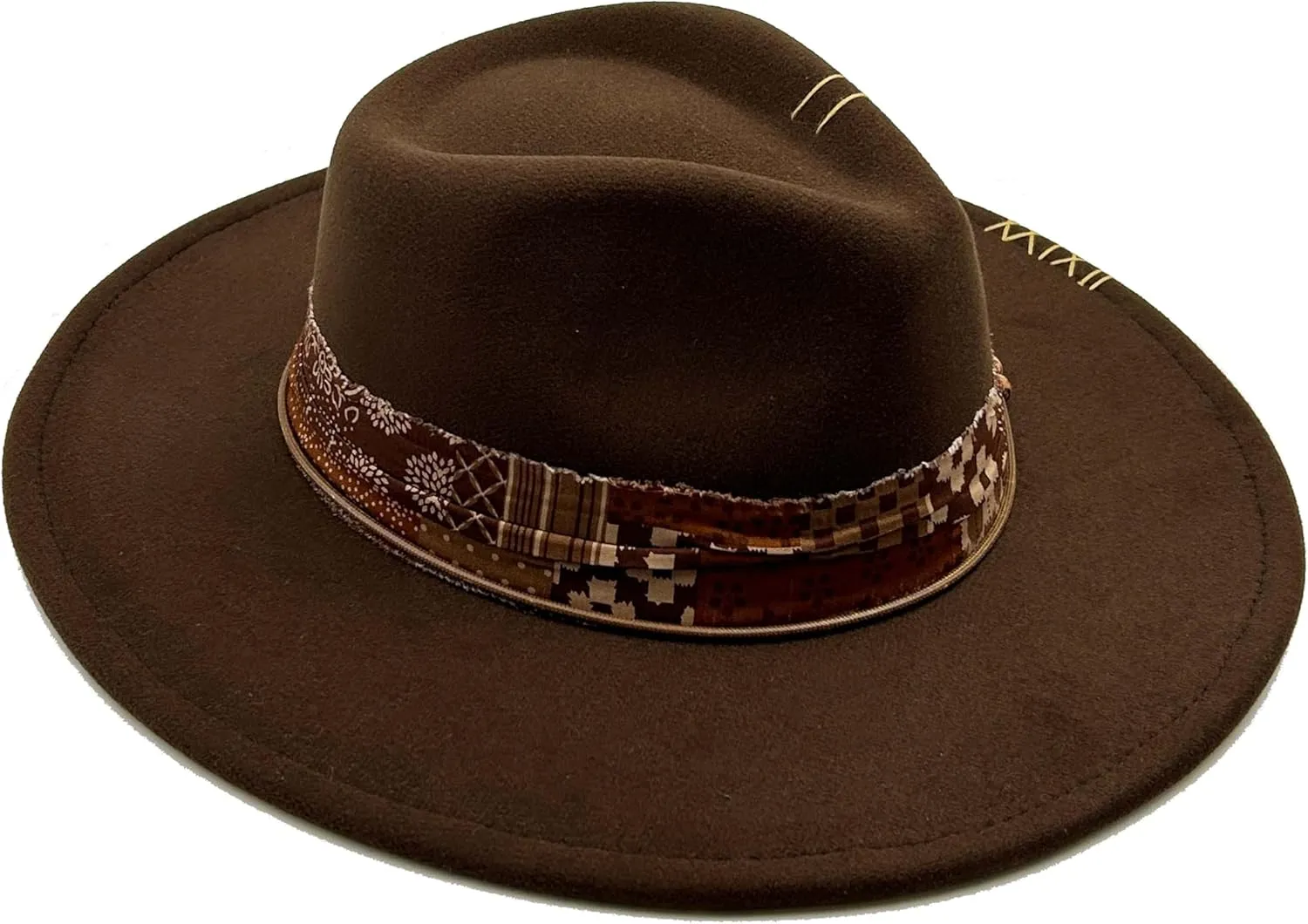 Classic Wide Brim Fedora Hat for Women Man Floppy Panama Hat Western Felt Outdoor Hat with Band Sun Protection