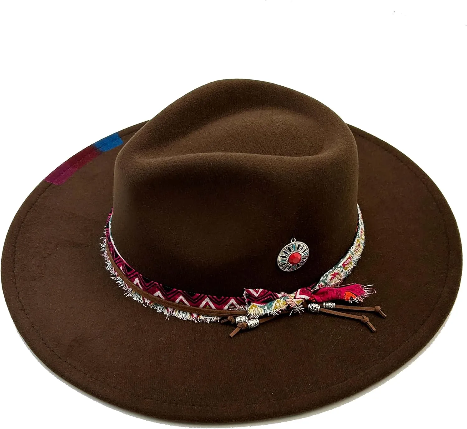 Classic Wide Brim Fedora Hat for Women Man Floppy Panama Hat Western Felt Outdoor Hat with Band Sun Protection