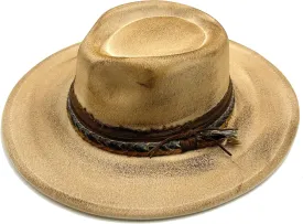 Classic Wide Brim Fedora Hat for Women Man Floppy Panama Hat Western Felt Outdoor Hat with Band Sun Protection