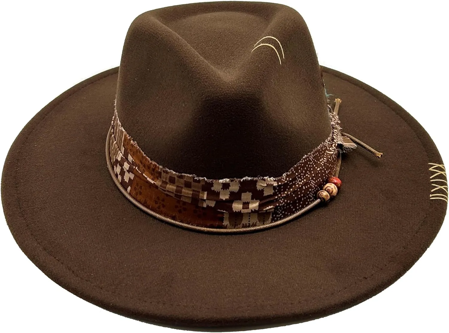 Classic Wide Brim Fedora Hat for Women Man Floppy Panama Hat Western Felt Outdoor Hat with Band Sun Protection
