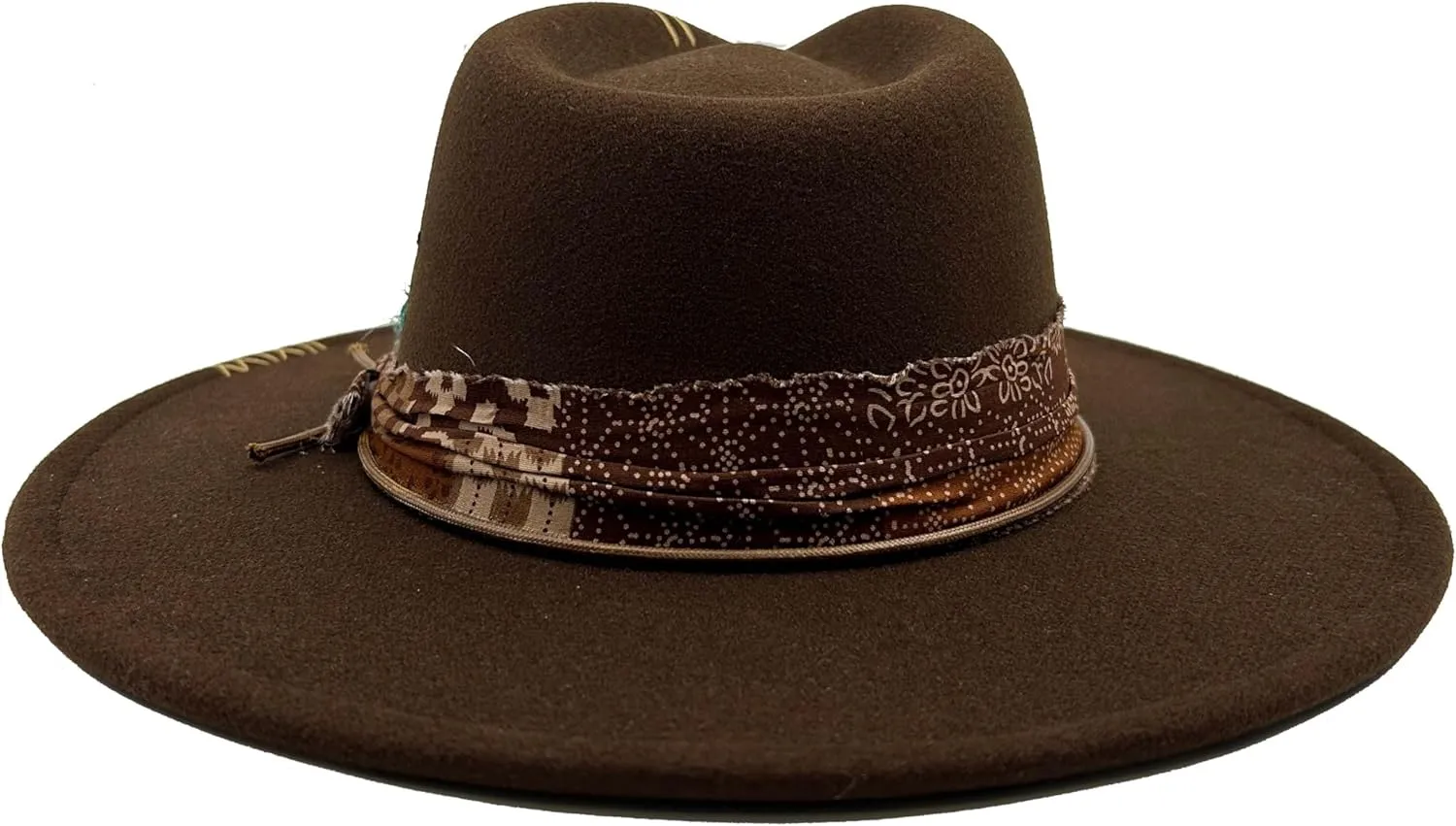 Classic Wide Brim Fedora Hat for Women Man Floppy Panama Hat Western Felt Outdoor Hat with Band Sun Protection
