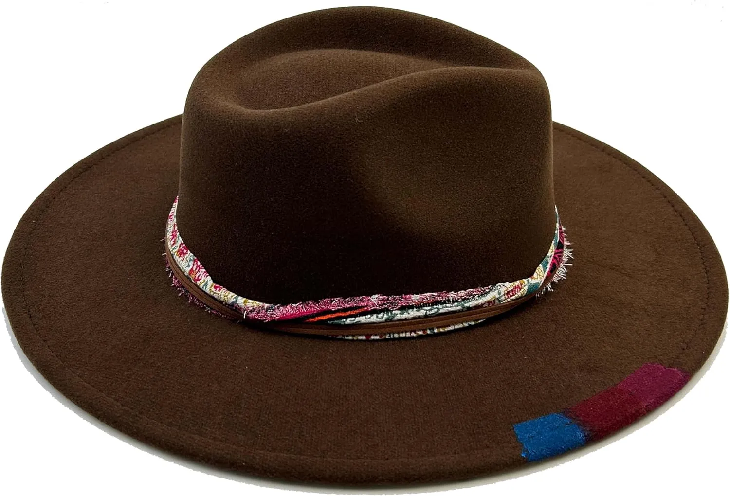 Classic Wide Brim Fedora Hat for Women Man Floppy Panama Hat Western Felt Outdoor Hat with Band Sun Protection