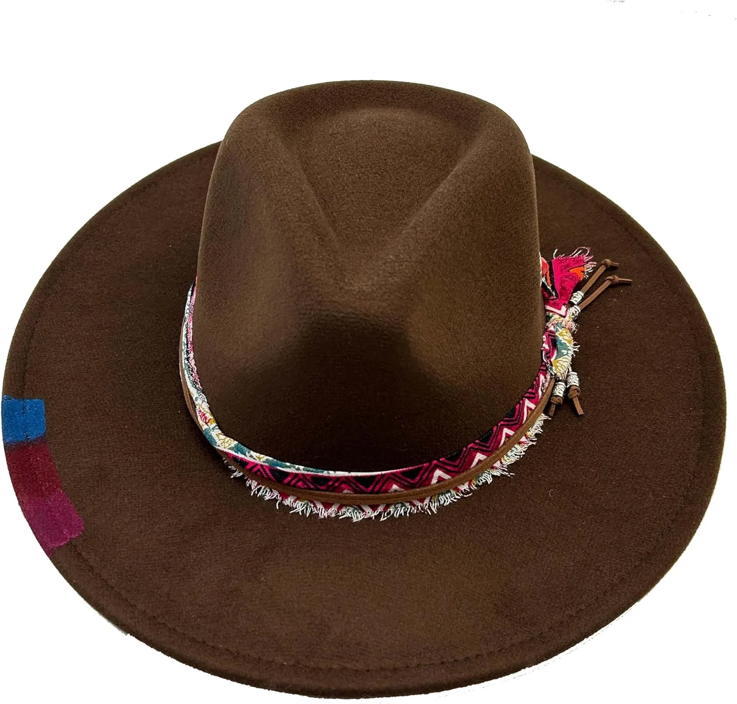 Classic Wide Brim Fedora Hat for Women Man Floppy Panama Hat Western Felt Outdoor Hat with Band Sun Protection