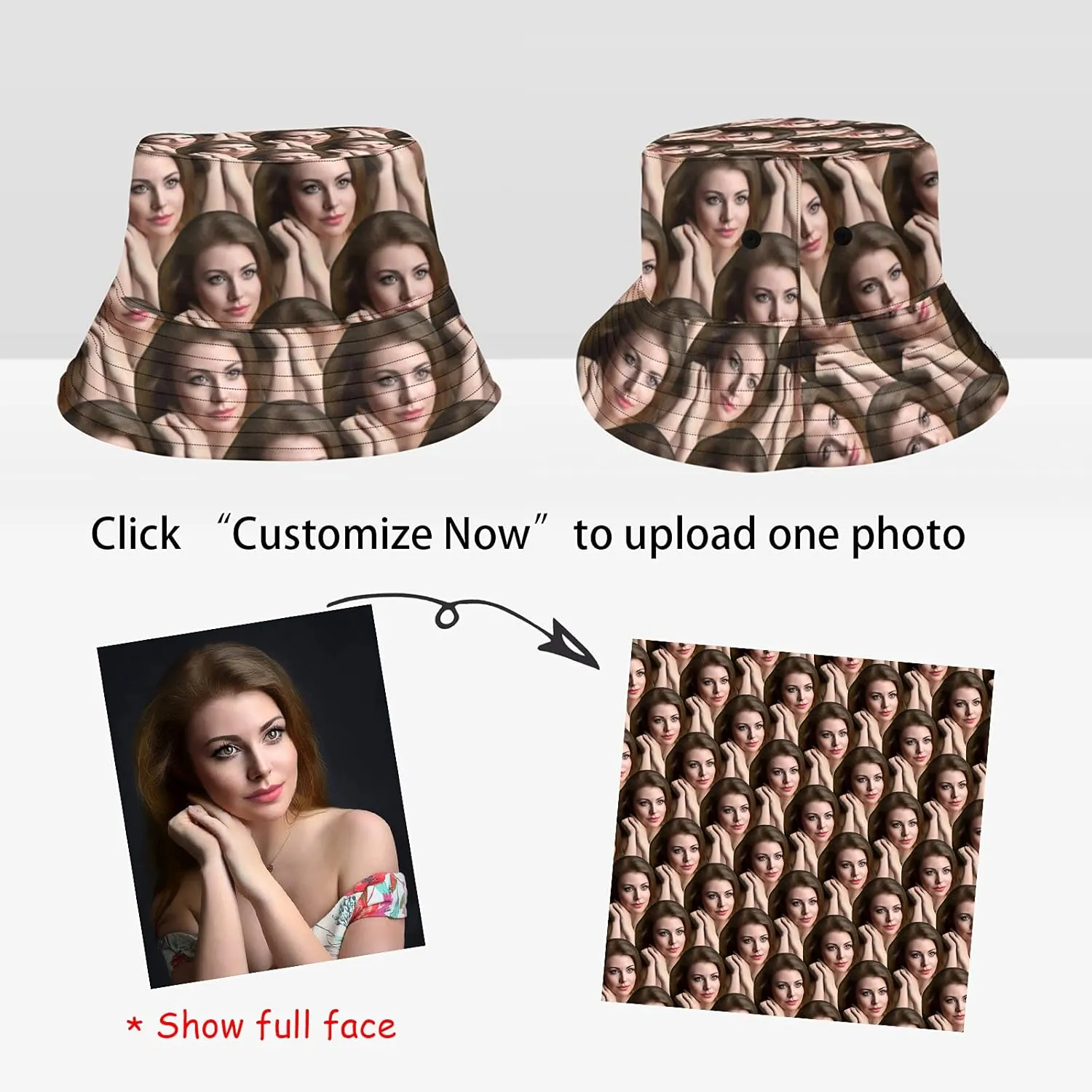 Custom Hats for Men or Women Design Your Own Photo Personalized Face All Over Print Baseball Cap