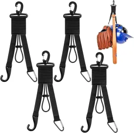 Deekin 4 Pcs Baseball Softball Gear Hanger 3 in 1 Dugout Organizer Baseball Bat Holder with Glove Clip and Helmet Hook for Softball Fence Bag Water Bottle Hiking Camping