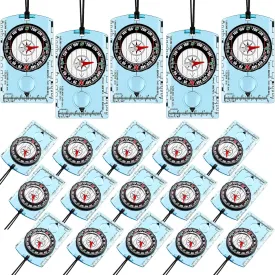 Geiserailie 20 Pcs Acrylic Orienteering Compass, Navigation Backpacking Compass Hiking Compass Map Reading Compass for Navigation Orienteering and Survival Outdoor Camping, Blue