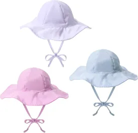 Geyoga 3 Pcs Baby Sun Hat Summer Beach Hat Outdoor Adjustable Floppy Cap with Protection Wide Brim for Boy and Girl
