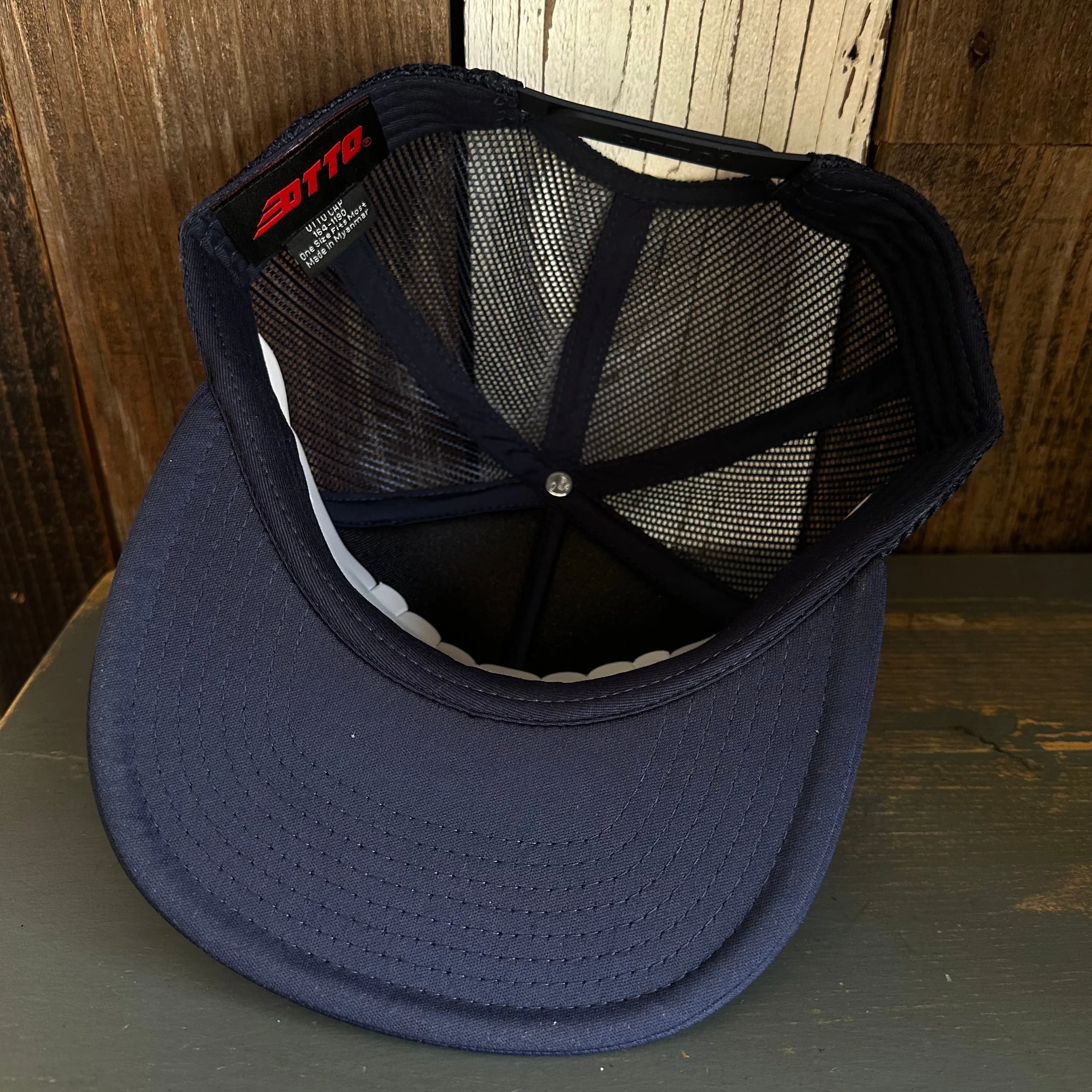 Hermosa Beach OBLIGATORY SUNSET Trucker Hat - Navy (Flat Brim)