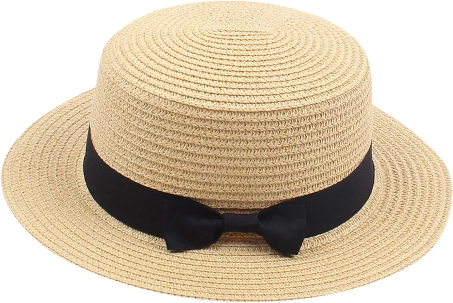 Kids Straw Hat - Summer Bow Fedora Straw Hat Wide Brim Floppy Beach Sun Hat Bucket Hat for Toddler Girls Boys