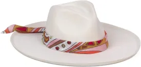 Lack of Color Women's Melodic Wide-Brimmed Wool Fedora with Scarf Trim