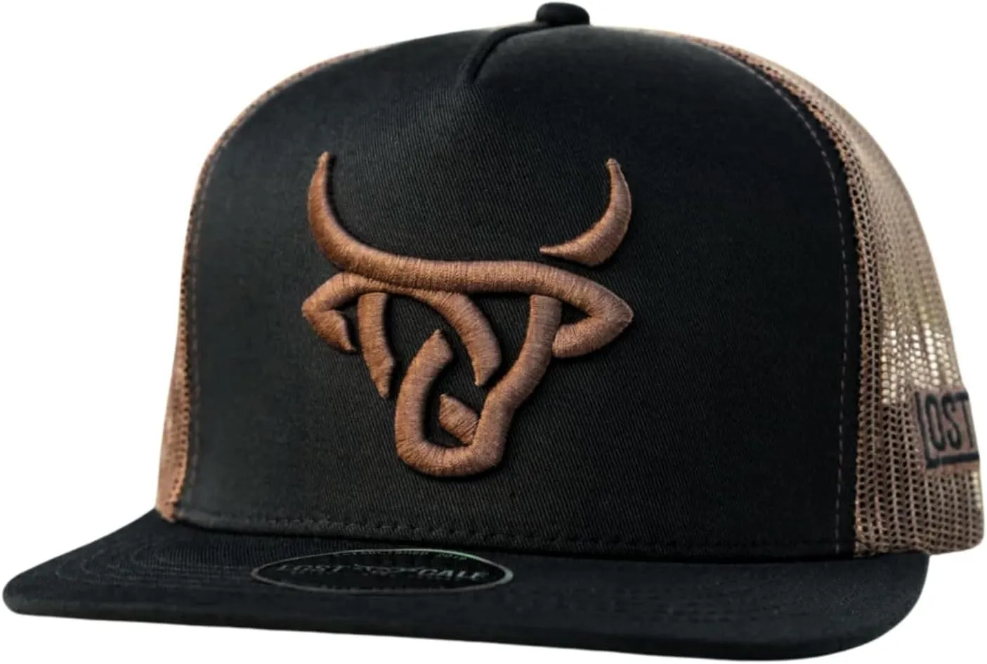 Lost Calf Mens Heck Flat Bill Adjustable Snapback Cap Hat Black