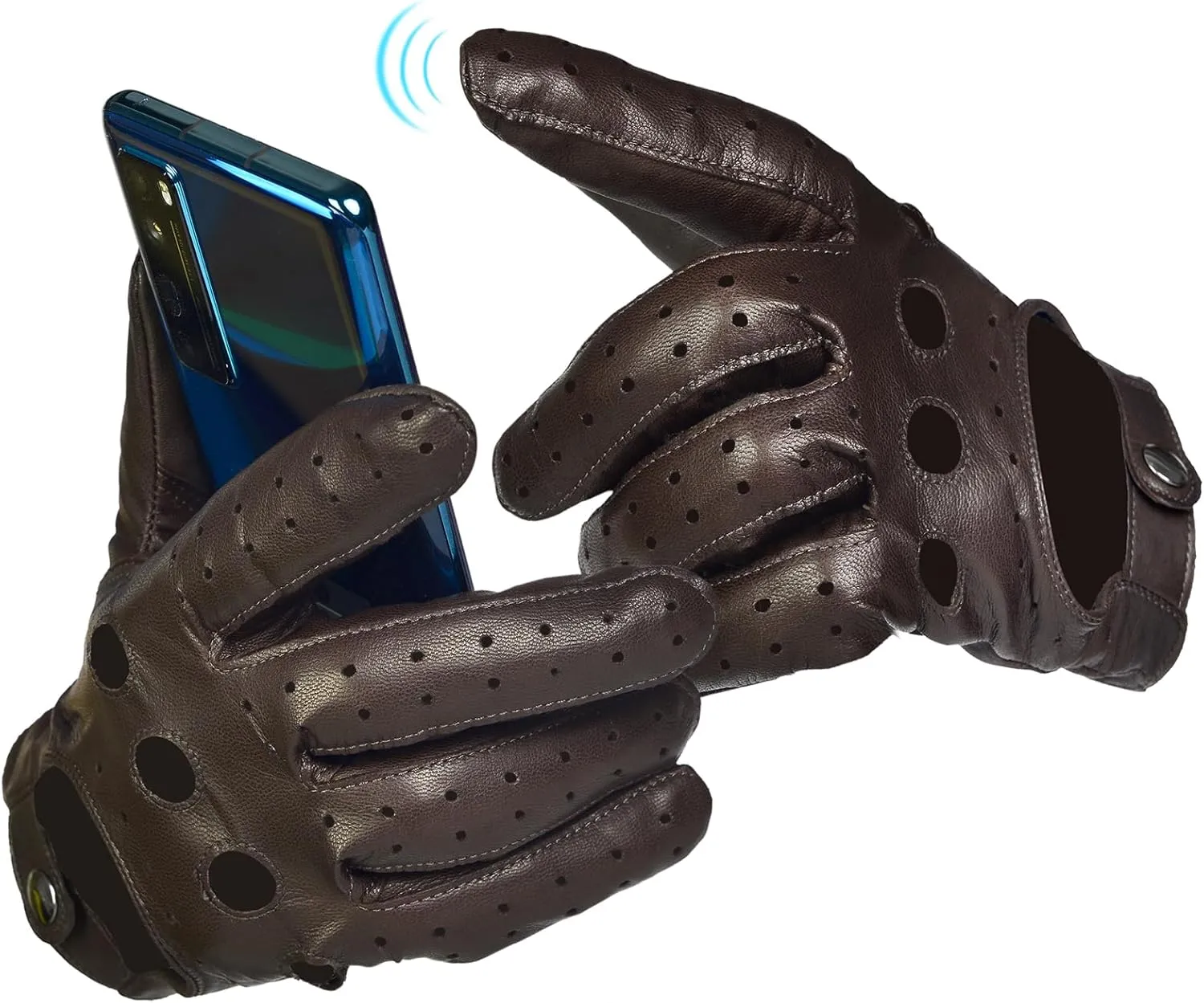 Mens Leather Driving Gloves Touchscreen, Unlined Thin Leather Driving Gloves SUM06US-T