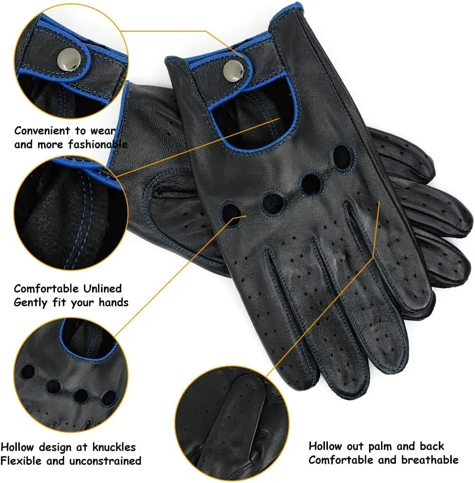 MGGMOKAY Mens Touchscreen Unlined Leather Driving Gloves