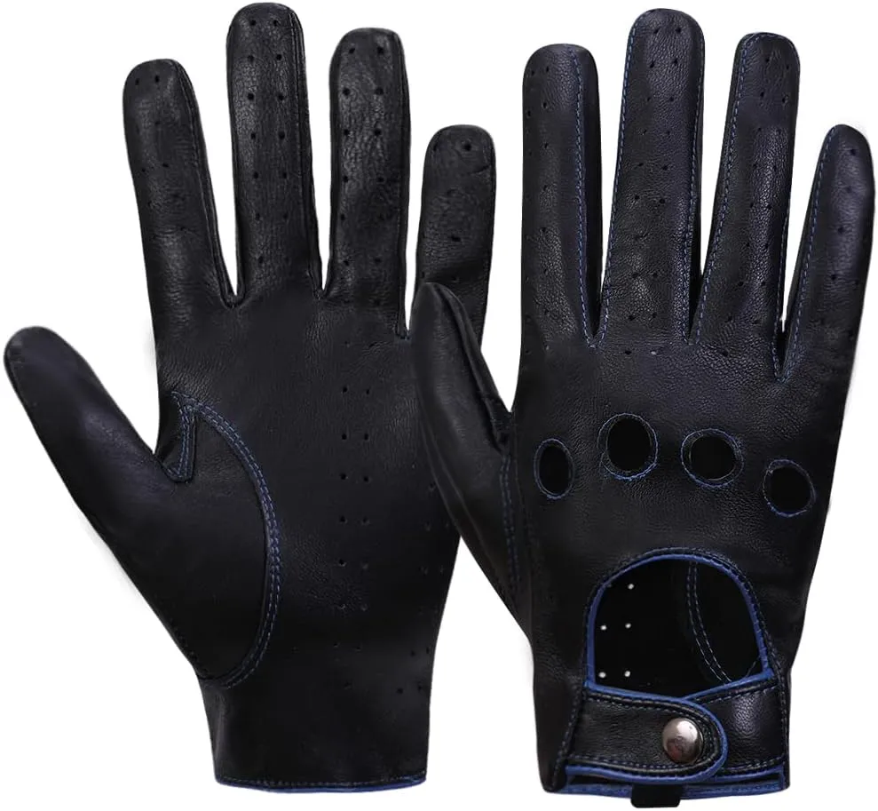 MGGMOKAY Mens Touchscreen Unlined Leather Driving Gloves