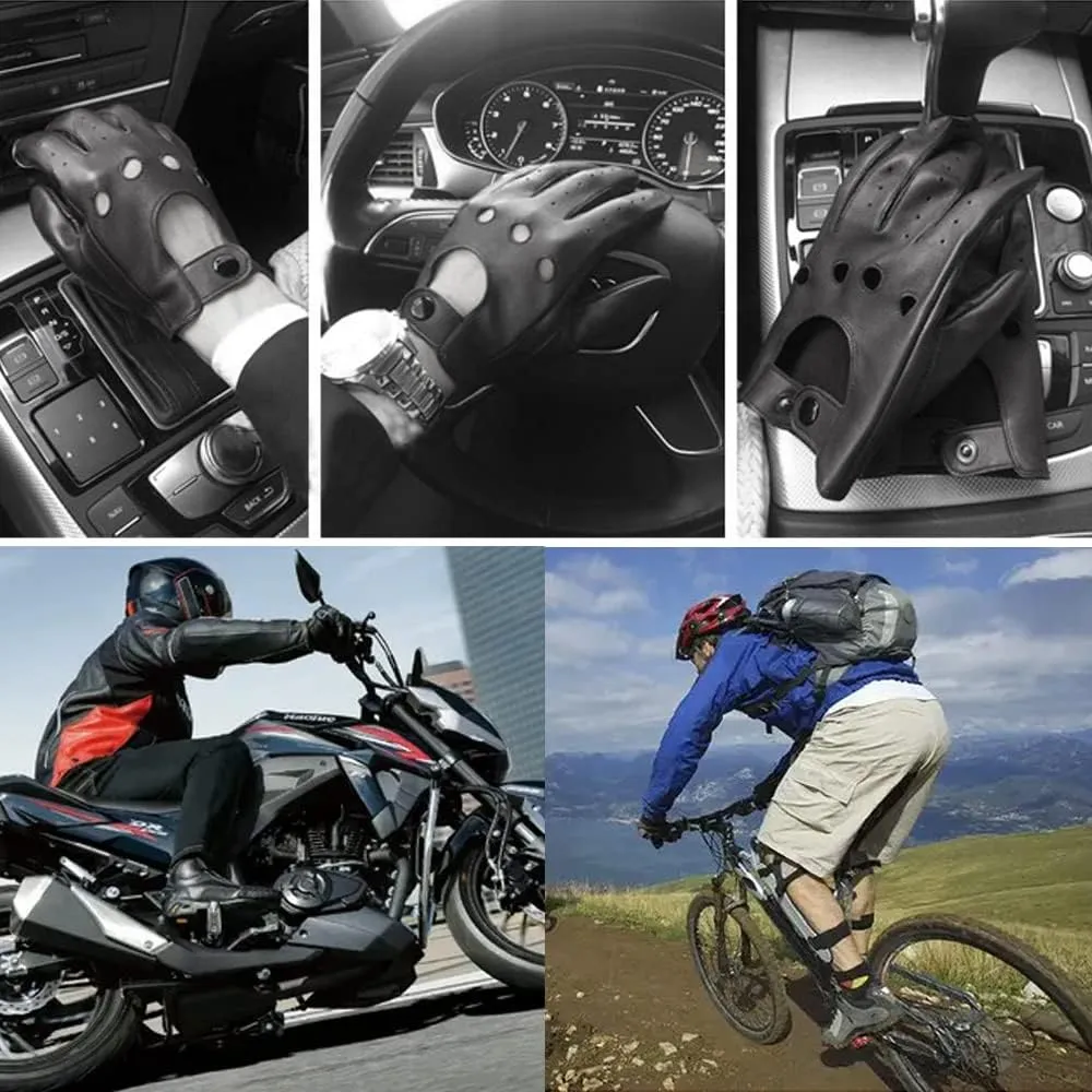 MGGMOKAY Mens Touchscreen Unlined Leather Driving Gloves