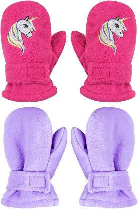 N'Ice Caps Baby Toddler Mittens Kids 2 Pairs Fleece Gloves Winter Warm Sherpa Lined
