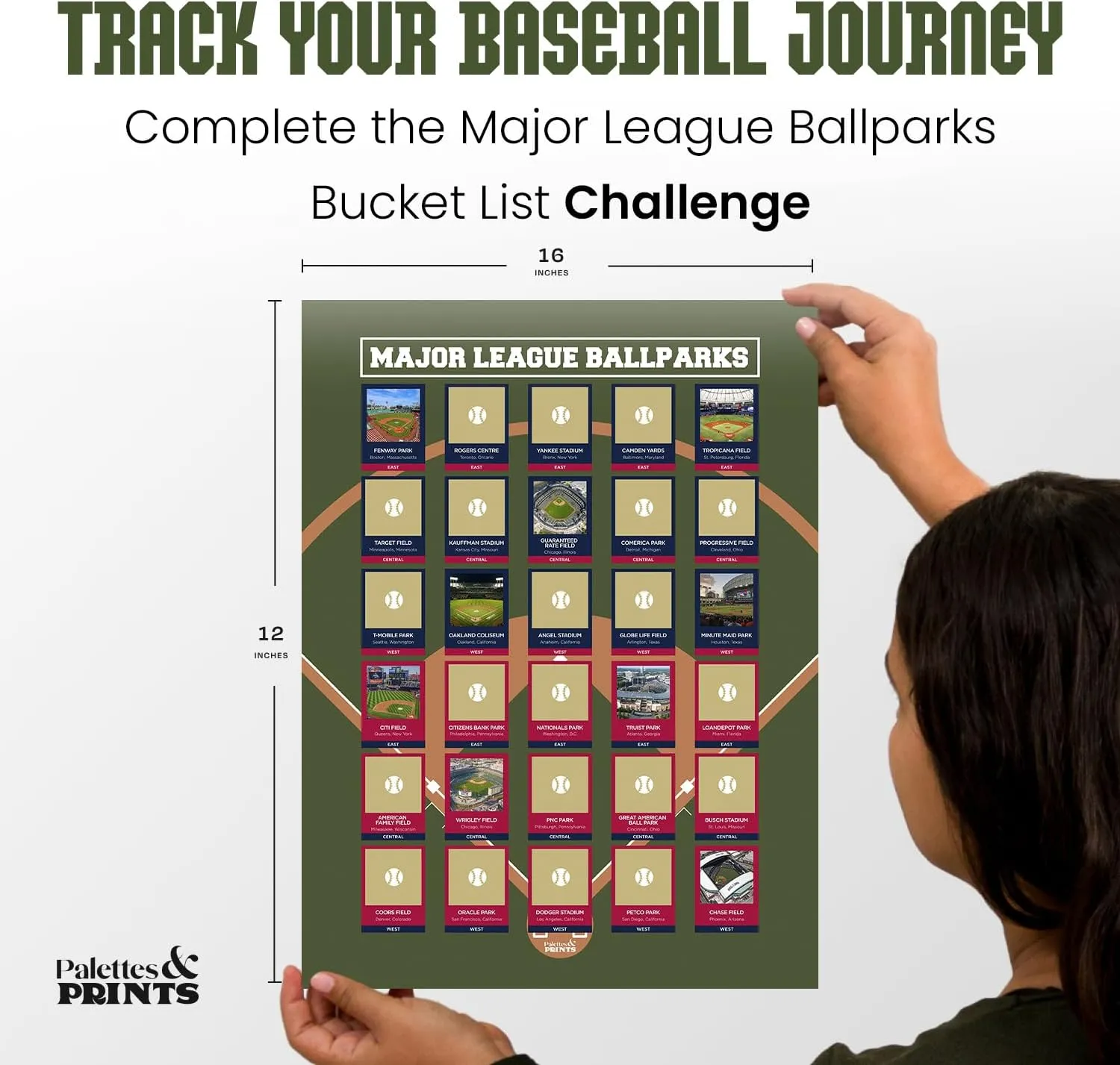 Pro Baseball Stadiums Scratch Off Poster - Track Your Baseball Journey - Baseball Decor - Baseball Stadium Scratch Off Map - Baseball Poster - Baseball Wall Decor - All 30 Updated Ballparks (2024)