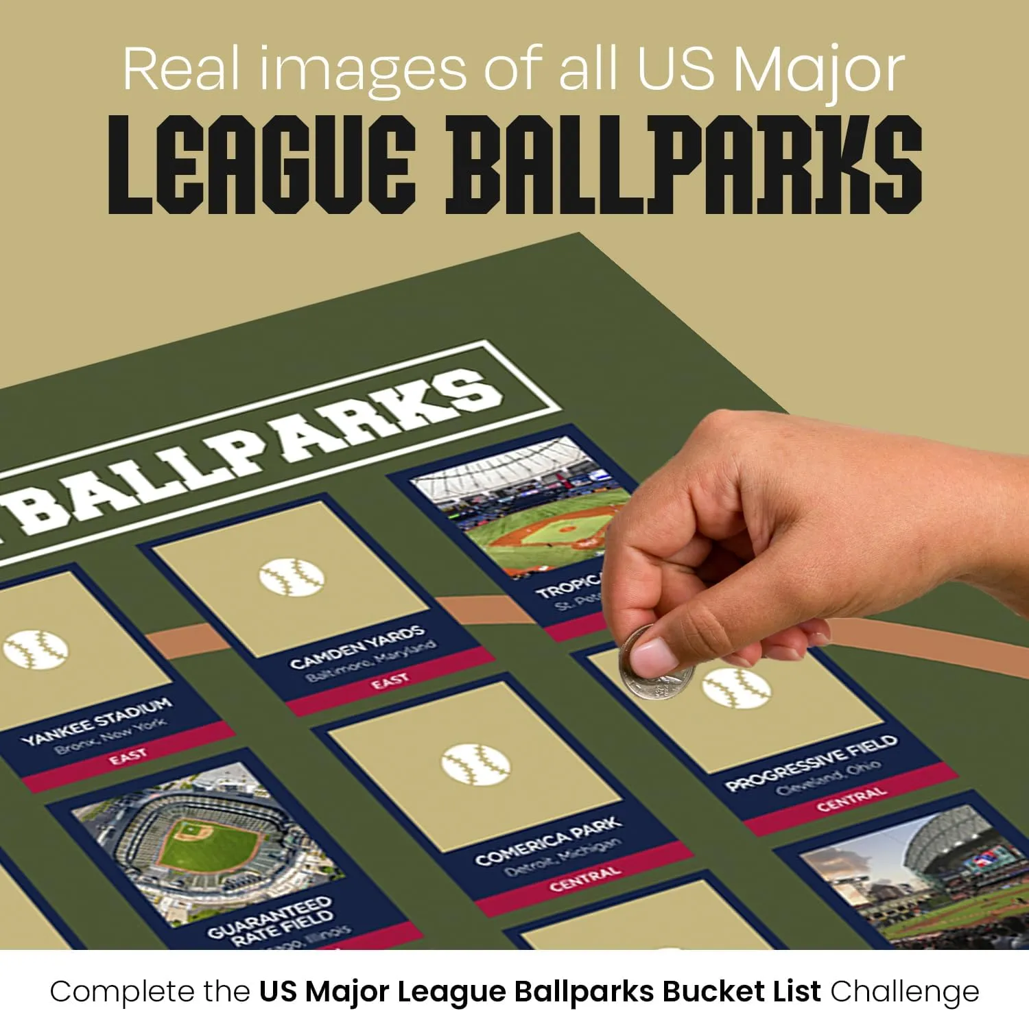 Pro Baseball Stadiums Scratch Off Poster - Track Your Baseball Journey - Baseball Decor - Baseball Stadium Scratch Off Map - Baseball Poster - Baseball Wall Decor - All 30 Updated Ballparks (2024)