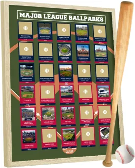 Pro Baseball Stadiums Scratch Off Poster - Track Your Baseball Journey - Baseball Decor - Baseball Stadium Scratch Off Map - Baseball Poster - Baseball Wall Decor - All 30 Updated Ballparks (2024)