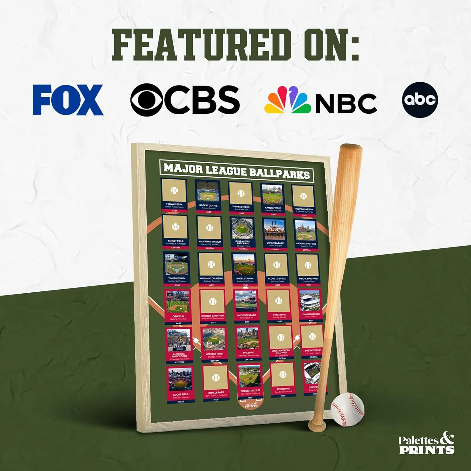 Pro Baseball Stadiums Scratch Off Poster - Track Your Baseball Journey - Baseball Decor - Baseball Stadium Scratch Off Map - Baseball Poster - Baseball Wall Decor - All 30 Updated Ballparks (2024)