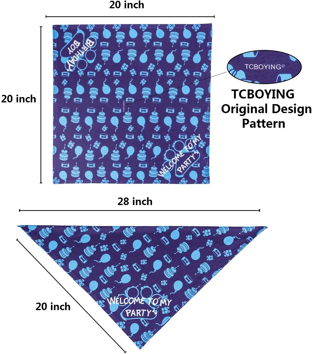 TCBOYING Dog Birthday Bandana, Dog Birthday Boy Hat Scarfs Flag Balloon with Cute Doggie Birthday Party Supplies Decorations(11-Piece Set) (Blue) (Style1, Blue)