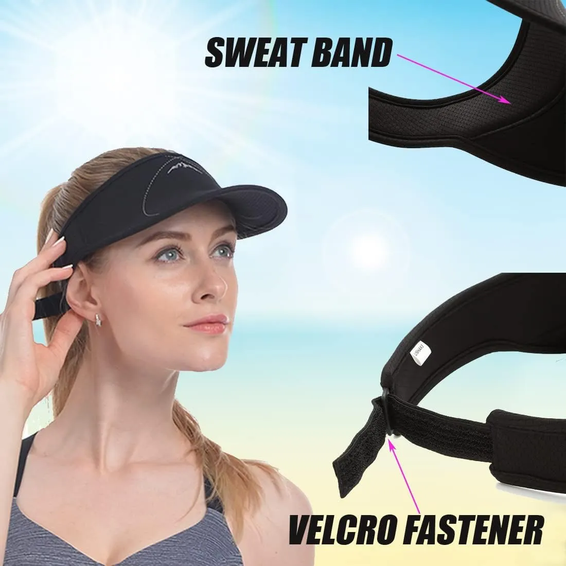 USHAKE Sports Sun Visor for Man or Woman in Golf Running Jogging Tennis Hiking