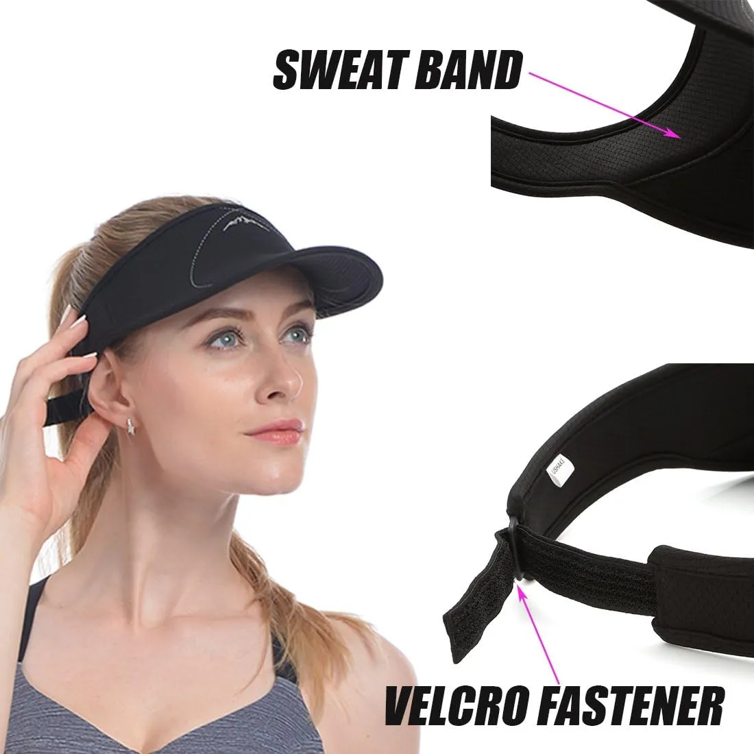 USHAKE Sports Sun Visor for Man or Woman in Golf Running Jogging Tennis Hiking