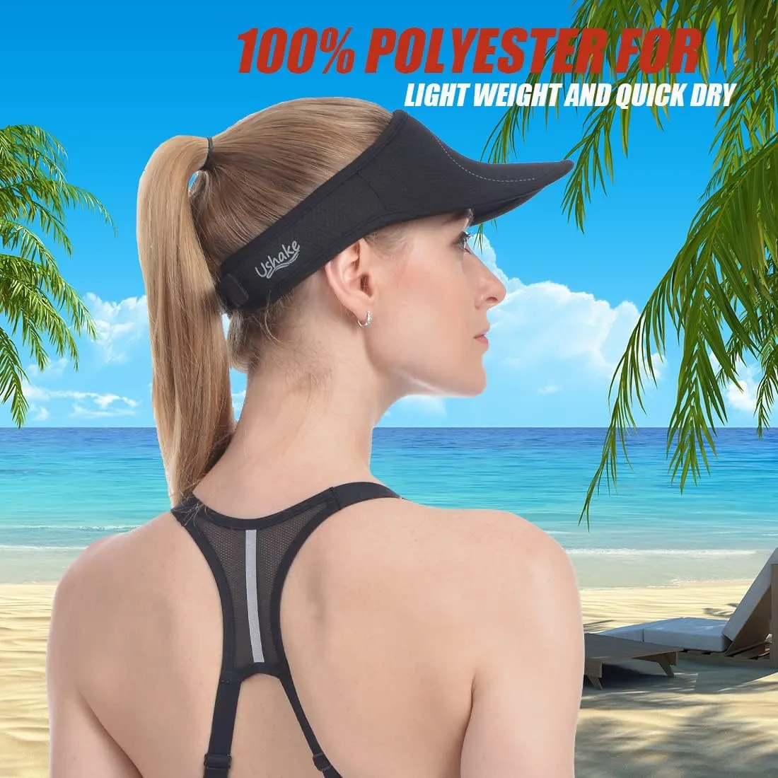 USHAKE Sports Sun Visor for Man or Woman in Golf Running Jogging Tennis Hiking