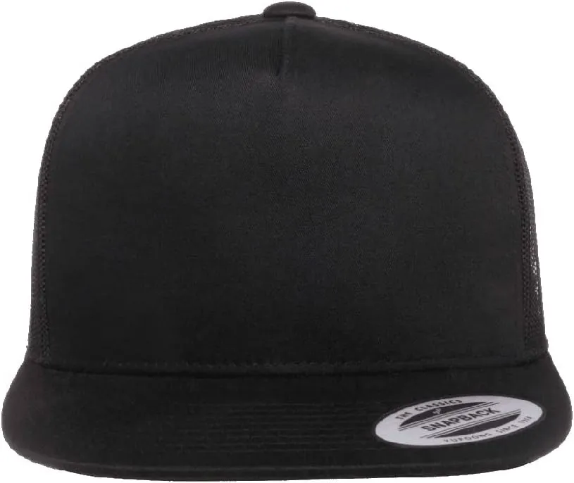 Yupoong 5-Panel YP Classic Trucker Cap | High Profile Flat Visor Snapback | OSFM | Bulk Packs Available